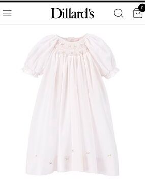 Petit Ami Pale Pink Smocked Nightgown with Puff Sleeves